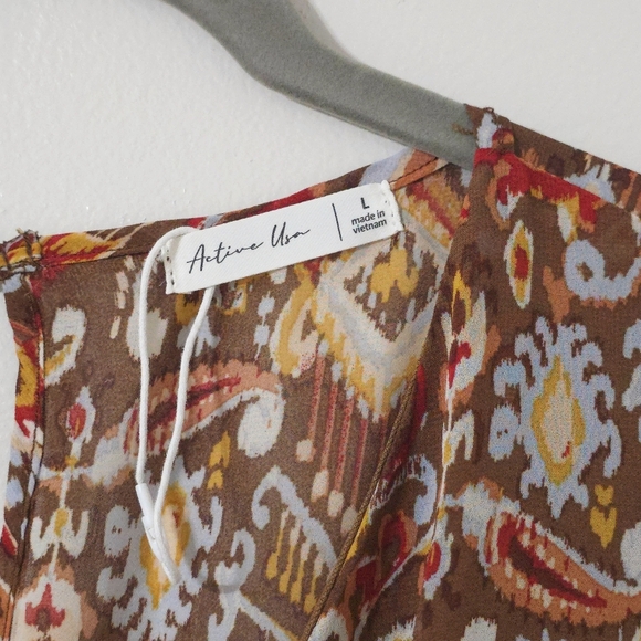 ACTIVE USA Nwot Long Sleeve Paisley Fit & Flare Mini Dress, Boho Cowgirl, L - Picture 5 of 16